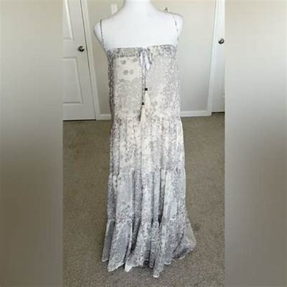 NWT Storia Starry Gray Maxi Dress w/ Tassels